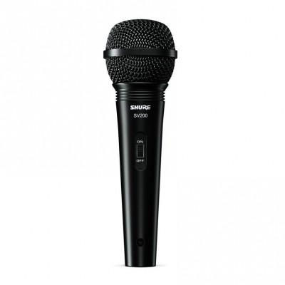 SHURE SV200-A - микрофон динамический вокальный с выкл. и кабелем (XLR-XLR), черный SHURE SV200-A - микрофон динамический вокальный с выкл. и кабелем (XLR-XLR), черный